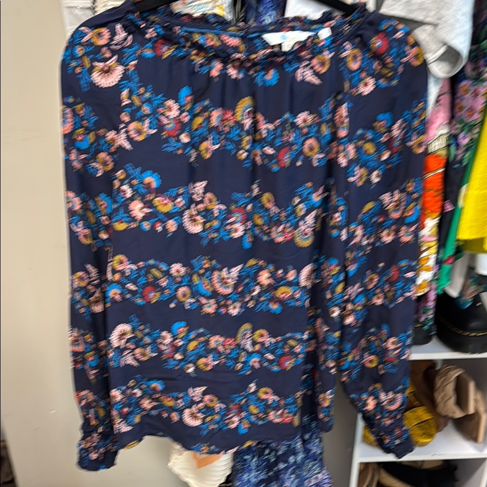 Boden semi sheer floral silk top size 4